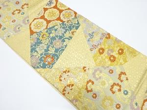 切りばめ風　花唐草に古典柄織り出し袋帯